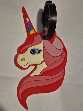Kids Unicorn Luggage Tag in Pink and Red